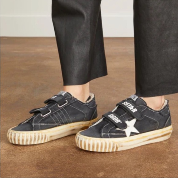 Golden Goose High Old School Classic Canvas Black Sneaker Shearling sz 40 NIB - Picture 2 of 13